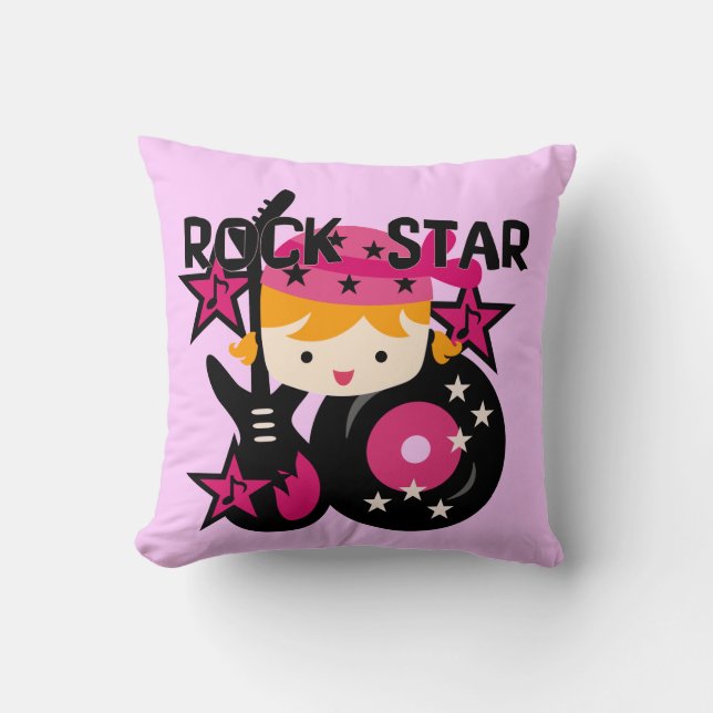 Blond Girl Rock Star Pillow Kissen (Vorderseite)