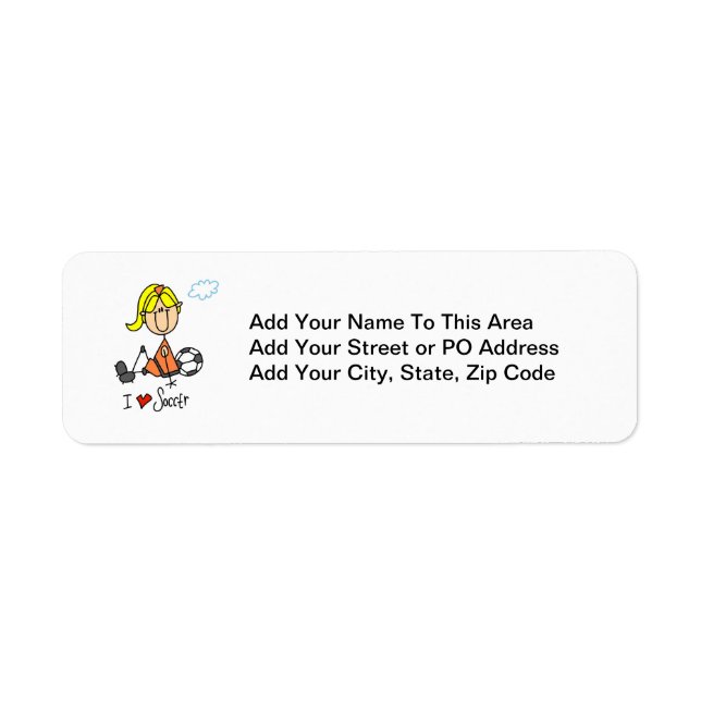 Blond Girl Strichmännchen I Liebe Fußball Geschenk (Vorne)