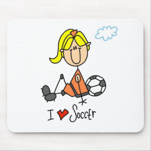 Blond Girl Strichmännchen I Liebe Fußball Geschenk Mousepad