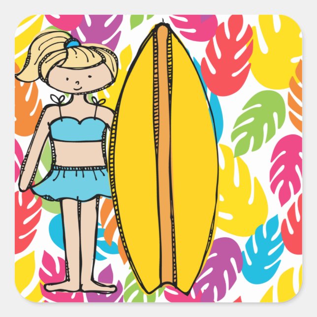 Blond Girl Surfer Stickers (Vorderseite)