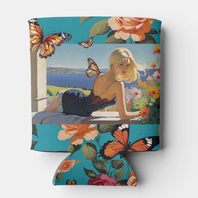 Blond Girls Monarch Butterflies Floral Paradies Dosenkühler (Rückseite)