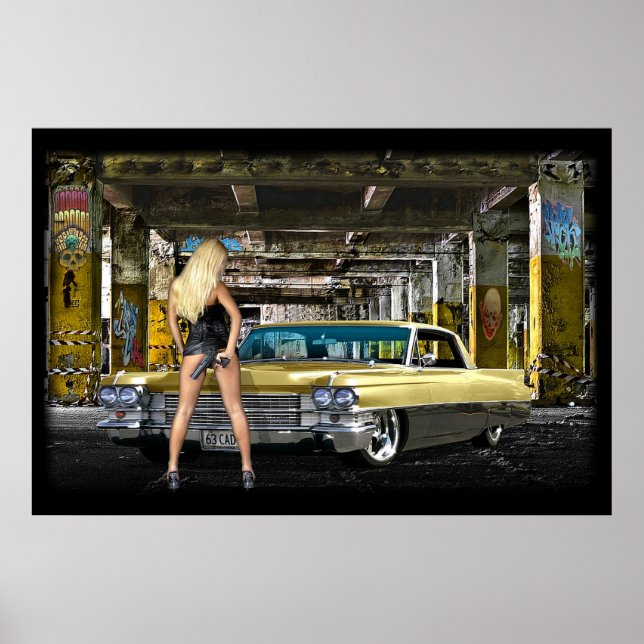 blond, gun, cadillac poster (Vorne)