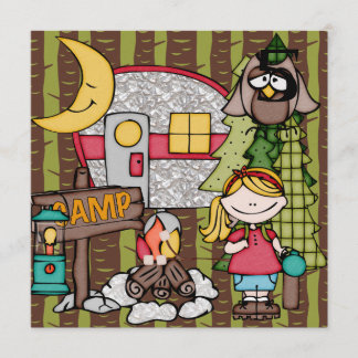 Blond Hair Girl Camping Geburtstag Einladungen