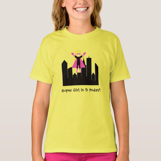 Blond Hair Girl Super Hero T - Shirt (Vorderseite)