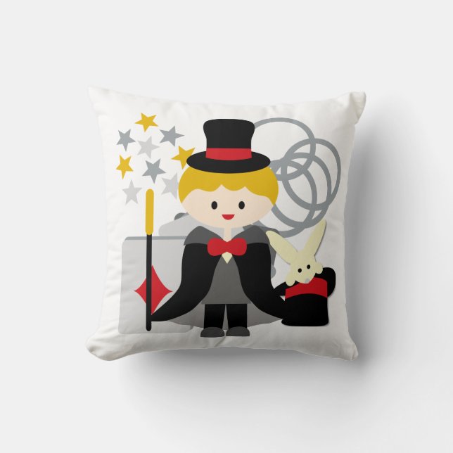 Blond Haired Boy Magician Pillow Kissen (Vorderseite)
