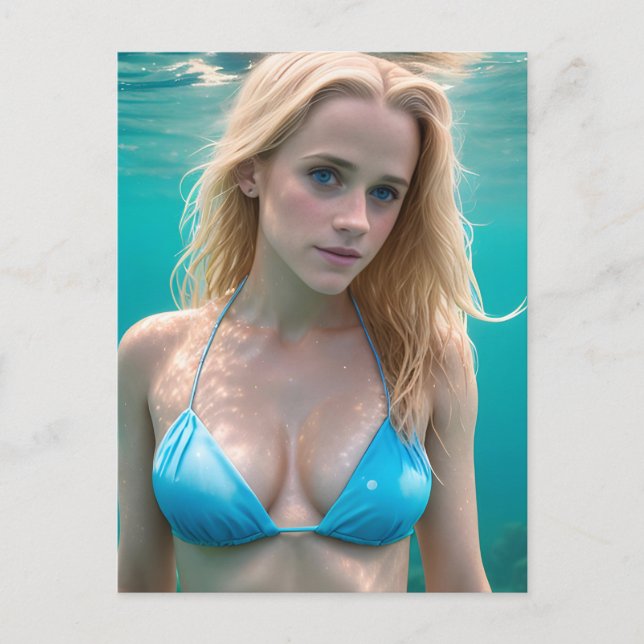 Blond in einem Bikini-Unterwasser-Foto Postkarte (Vorderseite)