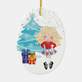 Blond Irish Dancer Winter Weihnachtsfeiertag Keramik Ornament