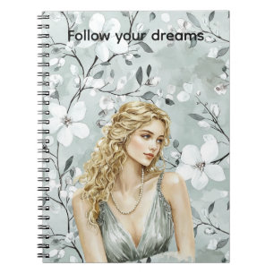 Blond Lady Mint Dress Floral Notizblock