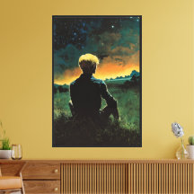 Blond Man in Field | Dark Sky 70er Design