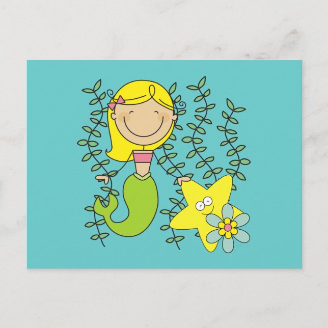 Blond Mermaid Postkarte (Vorderseite)