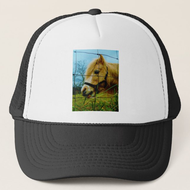 Blond Miniature Pony / Pferdeblauer Himmel Truckerkappe (Vorderseite)
