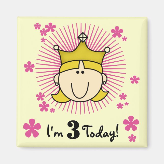 Blond Princess 3. Geburtstagsgeschenke & Geschenke Magnet (Vorne)
