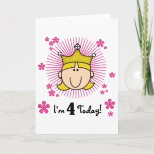 Blond Princess 4. Geburtstagstorte und Geschenke Karte
