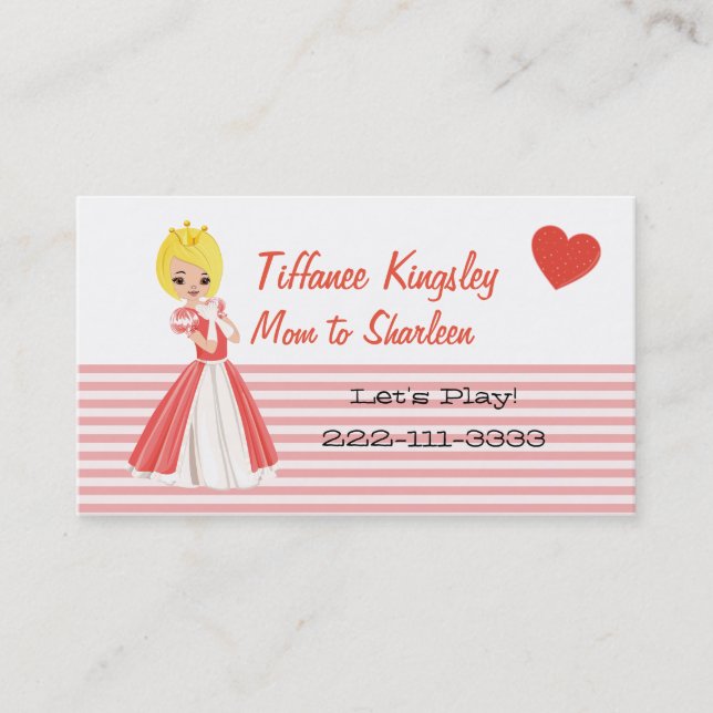 Blond Princess Mommy Networking Card Telefonnummerkarte (Vorderseite)