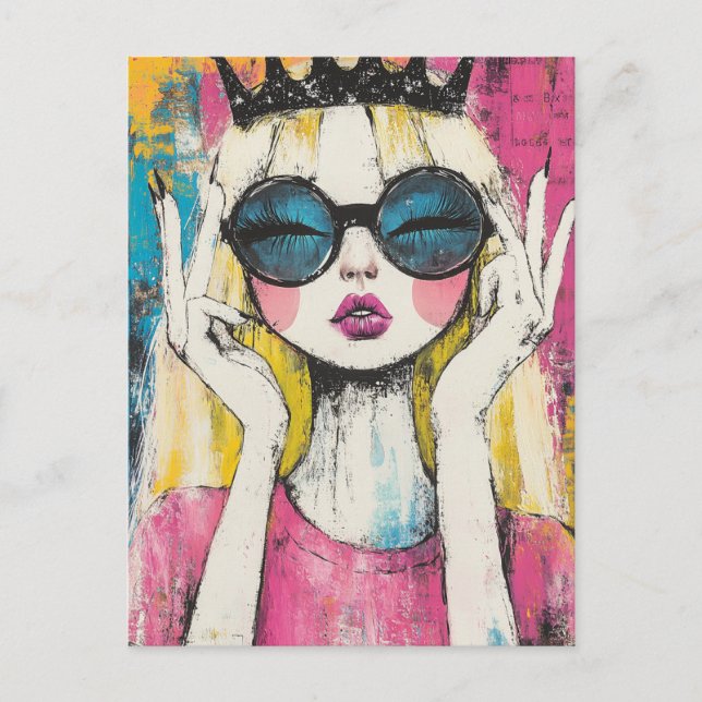 Blond Queen With a Black Crown Postkarte (Vorderseite)