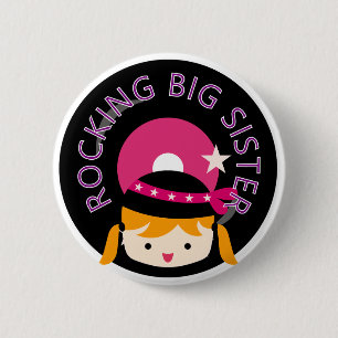 Blond Rocking Big Sister Button