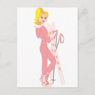 Blond Skier Postkarte