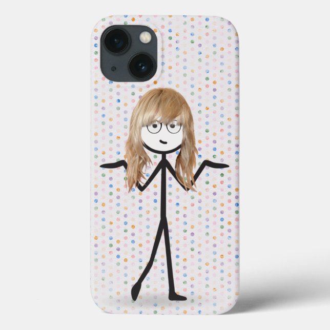 Blond-Strichfigur-Mädchen auf Polka Dots Case-Mate iPhone Hülle (Rückseite)