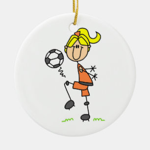 Blond Strichmännchen Soccer Player Girl Geschenke Keramik Ornament