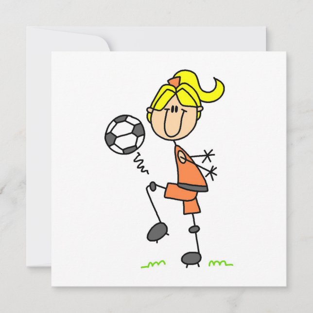 Blond Strichmännchen Soccer Player Girls (Vorderseite)