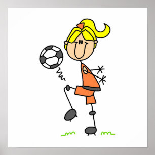 Blond Strichmännchen Soccer Player Girls Poster