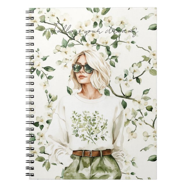 Blond Tragen Blumen Sonnenbrille Notizblock (Vorderseite)