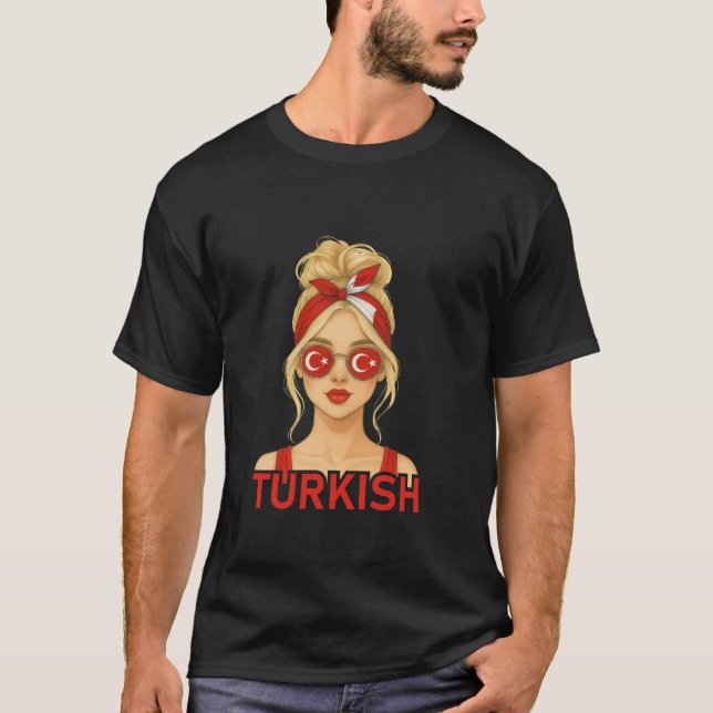 Blond Turkish Girl Türkei Flag Türkische Freundin T-Shirt (Vorderseite)