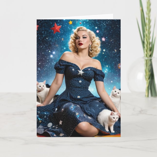 Blond Woman and Cats Blank Inside Jeder Anlass Karte (Vorderseite)