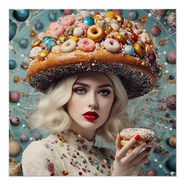 Blond Woman on Planet Doughnut Fantasy Poster (Vorderseite)
