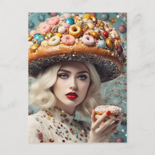 Blond Woman on Planet Doughnut Fantasy Postkarte