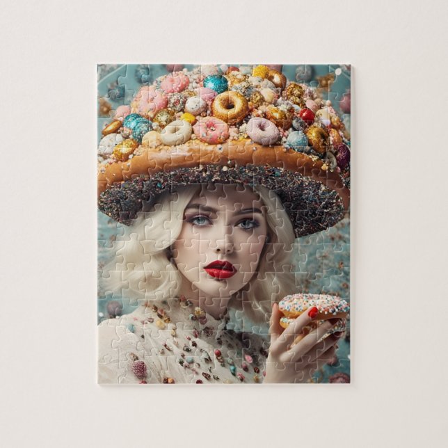 Blond Woman on Planet Doughnut Fantasy Puzzle (Vertikal)