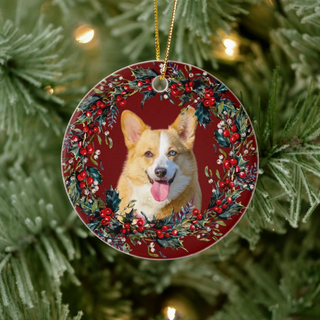 Blond Yellow Niedlich Corgi Weihnachtsfest Weihnac Keramik Ornament (Baum)