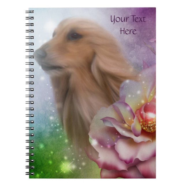 Blonde Afghan Hound Fantasy Dog Art Notebook Notizblock (Vorderseite)