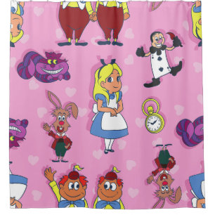 Blonde Alice im Wunderland Cheshire Cat Mad Hatter Duschvorhang
