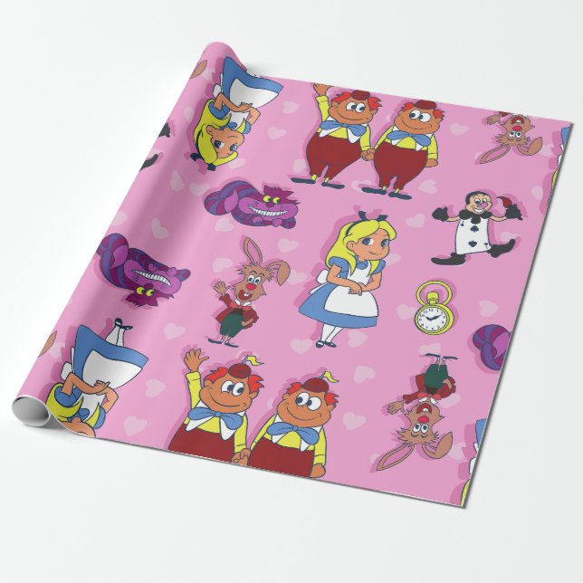 Blonde Alice im Wunderland Cheshire Cat Mad Hatter Geschenkpapier (Ungerollt)