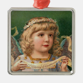 Blonde Angel mit Weihnachtsbanner Ornament Aus Metall