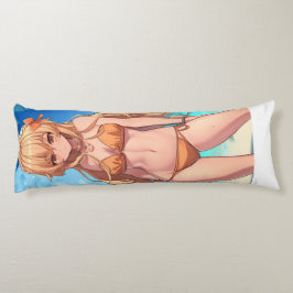 Blonde Anime Beach Girl im Badeanzug Seitenschläferkissen