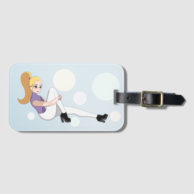 Blonde Anime Girl Gepäckanhänger (Vorderseite (Horizontal))