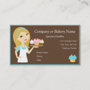 Blonde/Aqua-Cupcake-Bäcker/Bäckerei-Geschäftskarte Visitenkarte