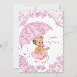 Blonde Baby Dusche Pink Umbrella Girl Blume Einladung