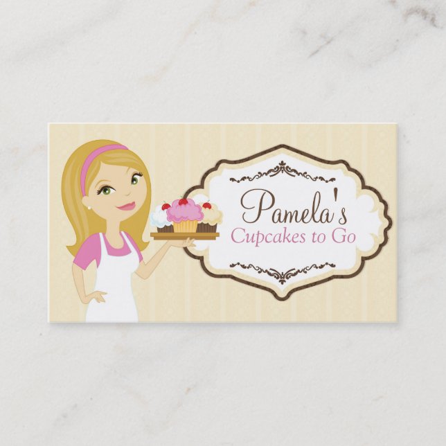 Blonde Baker Cupcake Business Cards D17 Visitenkarte (Vorderseite)