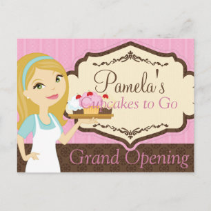 Blonde Baker Cupcake D12 Grand Opening Postcard 1 Einladungspostkarte