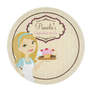 Blonde Baker Cupcake D12 Round Cutting Board 1 Schneidebrett