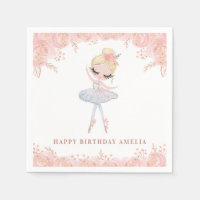 Blonde Ballerina in weißem Kleid Floral Geburtstag