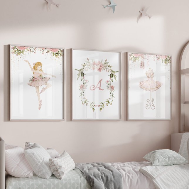 Blonde ballerina monogramm Mädchenzimmer Bilderwand Sets (Von Creator hochgeladen)