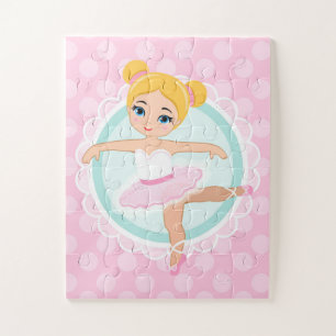 Blonde Ballerina - Pink Ballet Dancer Girl Puzzle