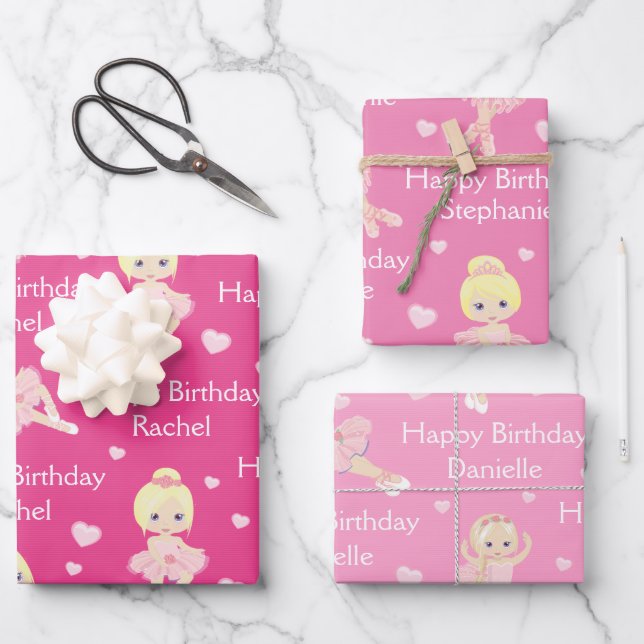 Blonde Ballerina Wrapping Paper Sheets Geschenkpapier Set (Vorderseite)