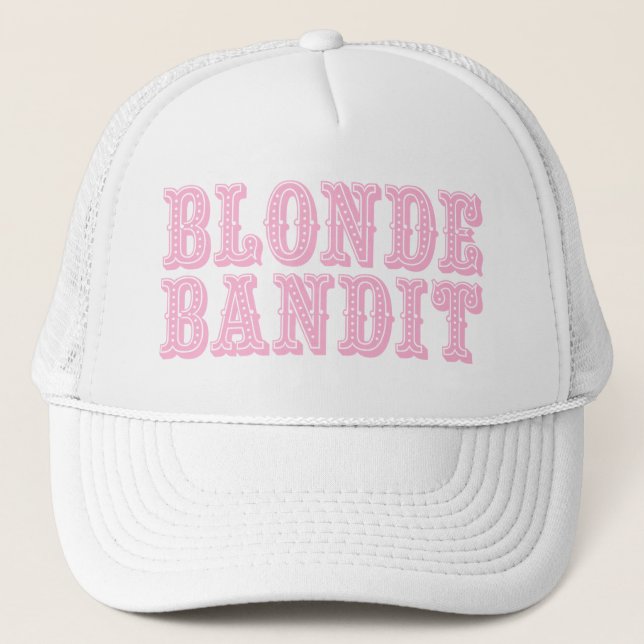 Blonde Bandit Cowgirl Barrel Racing Trucker Hat Truckerkappe (Vorderseite)