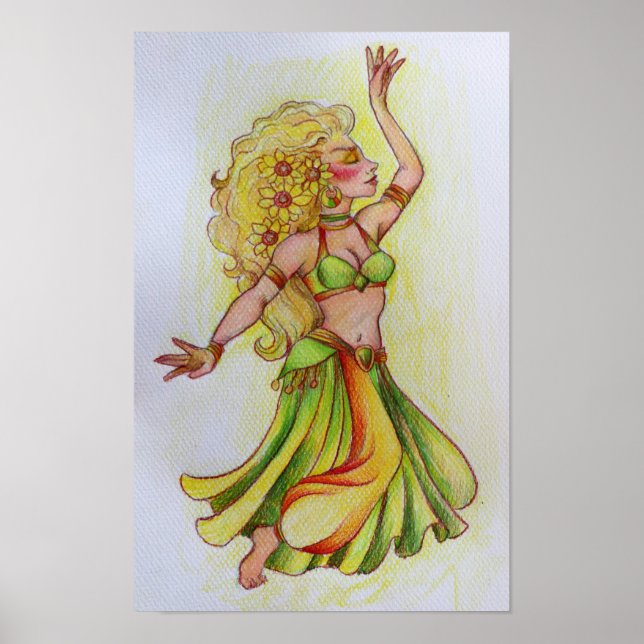 Blonde Bauchtänzerin Skizze Poster (Vorne)