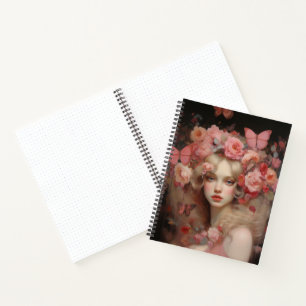 Blonde Beauty - Ein Frauenportrait und Blume Notizbuch